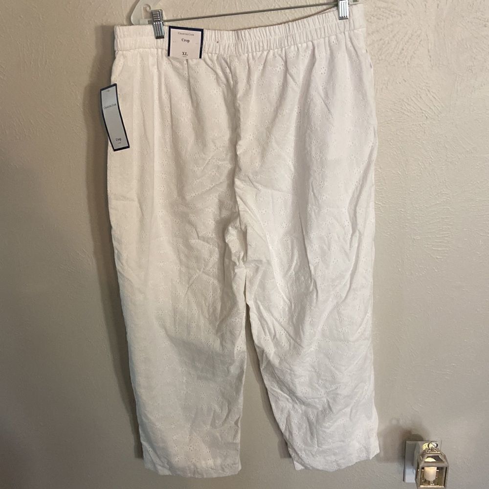 Charter Club Cropped Pointelle Womens Pull-On Pants X-Large Preppy Party NWT - Picture 8 of 10
